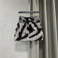 Women's High Waist Denim Skirt With Frayed Edges