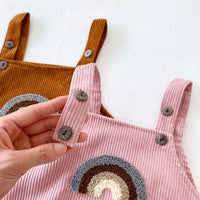 Corduroy Rainbow Sling Romper Baby Strap Bodysuit