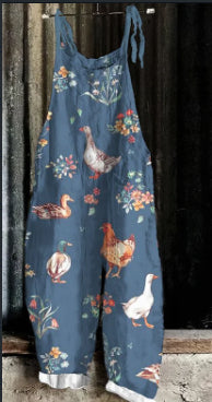 Sweet Little  Print Retro Wide-leg Women's Jumpsuit