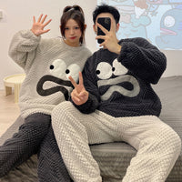 Coral Fleece Couple's Large Size Pajamas For Women Fleece-lined Homewear