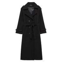 British-style Double-breasted Long Wool Coat For Women