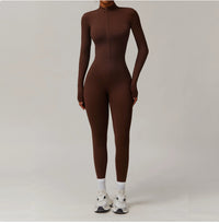 Winter Fleece-lined Yoga Jumpsuit Long Sleeve Warm