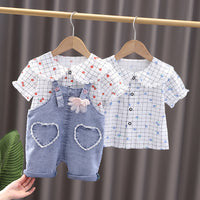 Shirt Short Sleeve Bib Clothes Children's Summer Two Piece Set