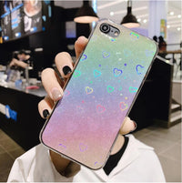 Compatible with Apple, Glitter Laser Heart Case for iPhone