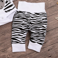 Baby Long Sleeve Cartoon Zebra Print Romper Set