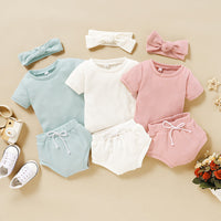 Three-piece cotton pit strip children's suit