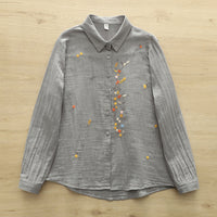 Retro Chinese-style Embroidered Cotton Shirt