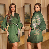 Luxury Three-quarter-sleeve Cooling Nightgown Loungewear For Women