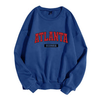 Women's Printed Round Neck Long Sleeve Baseball Uniform Loose Plus Size Fleece Lined Warm Top