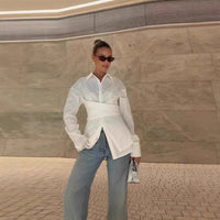 Female Loose And Irregular Slimming Long-sleeved Shirt