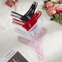 Lace Underwear Women's Hollow Out See-through Thin Strap Diamond Women's T-back Low Waist