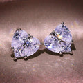 Simple Sparkling Zircon Heart Stud Earrings With Diamonds For Women