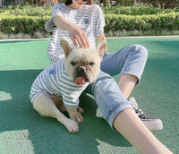 Striped Modal Cotton T-shirt Small Dog Cat Bipedal Parent-child Wear