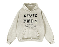 Washed-and-aged Hooded Sweatshirt, Unisex, Vintage Style