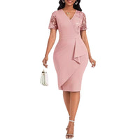 Sequined Patchwork Cross-Neckline Sheer Bodycon Midi Dress For Women