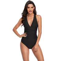 Women's Triangle One Piece Pleated Swimsuit
