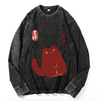 Washed-and-aging Long-sleeve Drawstring Pure Cotton In Color