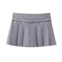 Low Waist Mini Plaid Casual Wide Pleated Culottes Skirt