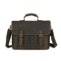 Top Layer Leather One-shoulder Crossbody Laptop Bag