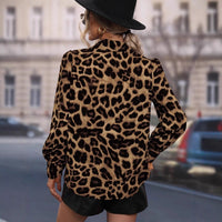 Leisure Temperament Leopard Print Sexy Long-sleeved Top
