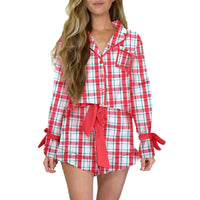 Women's Printed Satin Multi-color Long Sleeve Shorts Loose Loungewear