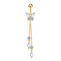 Butterfly Heart Zircon Minimalist Navel Piercing Jewelry
