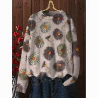 Western Style Beautiful Design Loose Slimming Printed Sweater Niche Fashion