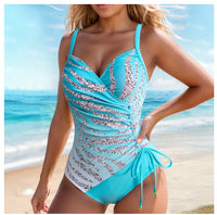 Printed Plus-Size Sleeveless One-Piece Swimsuit For Women