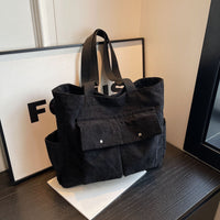 Women's Large Capacity Corduroy Shoulder Bag Portable Tote Bag