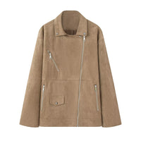 Women's Fashion Elegant Suede Lapel Jacket