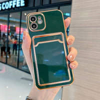 Electroplating Integrated Card Holder Leather Phone Case