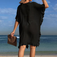 Hollow-out Hand-crocheted Floral Neckline With Ruffled Hem