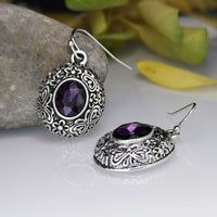 European And American-style Fashionable Purple Crystal Earrings