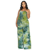 Tie-dyed Printed Sling Casual Plus Size Jumpsuit