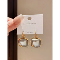 European And American Retro French-Style Square Gray Pearl Ear Clips