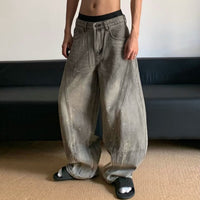 Retro Washed Smoky Gray Splash-ink Jeans For Men