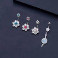 Flower Belly Ring Inlaid Zircon Water Drop Serpentine