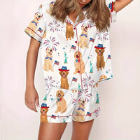 Cardigan Pajamas With Short Sleeves Cozy Casual Loungewear Set