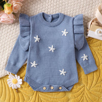 Autumn And Winter New Long Sleeve Round Neck Knitted Triangle Jumpsuit Pants