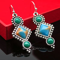 Vintage Thai Silver-plated Dragon Crystal Turquoise Earrings