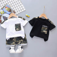 Summer New Boys' Western Style Camouflage Short Sleeve Suit