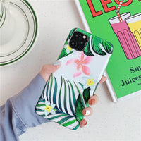 Compatible with Apple, Flowers Banana Leaf Phone Case For iPhone 11 11Pro Max XS Max XR 6 6S 7 8 Plus X Retro Floral Soft Phone Cover