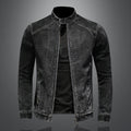 Stand Neck Zipper Denim Coat Men's Large