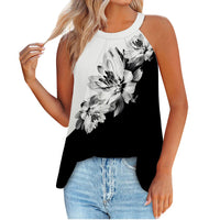 Summer New F Retro Creative Chic Floral 3D Printed Women's Casual Sleeveless Crew Neck Tank Top