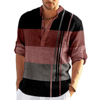 Simple Printed Stand Collar Men's Casual Shirt