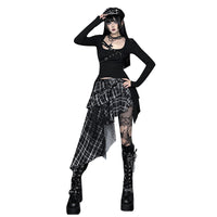 Dark-style Figure-hugging Edgy Long-sleeve Top With An Asymmetrical Design