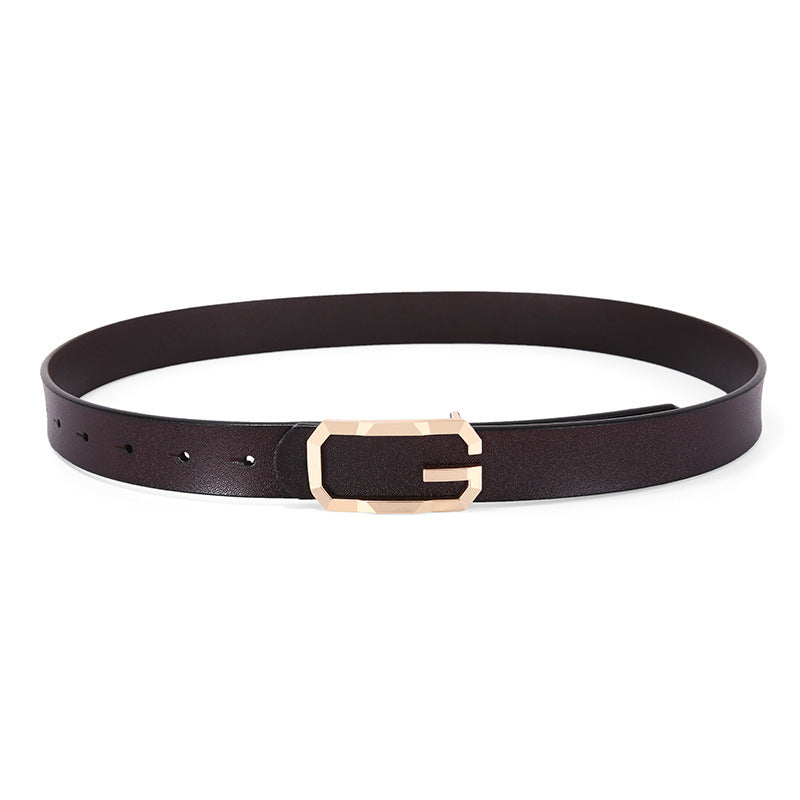 Belt Women's Genuine Leather Simple Smooth Buckle