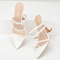 Women's Pointed-toe Sandals Thin Strap Patent Leather Super High Stiletto Heels