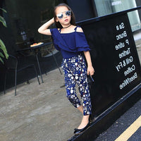 Western chiffon suit with seven-minute trousers for children