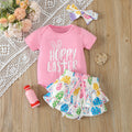 Baby Girl's Short-sleeved Letter Romper Colorful Egg